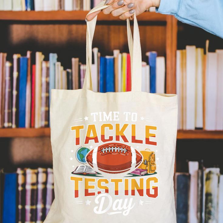 Test Day State Football Tackle Testing Day Sports Teacher Canvas Tote Bag, funny gift