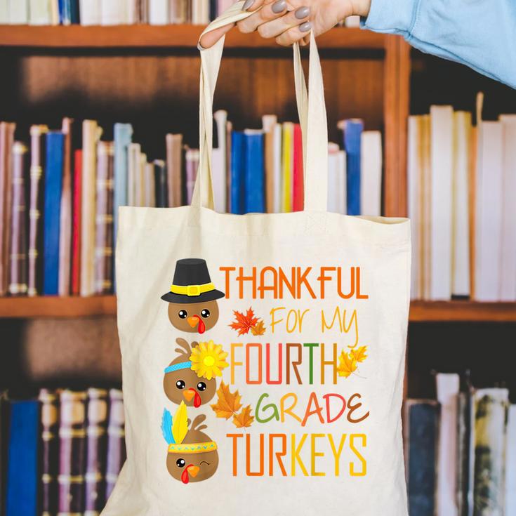 Thankful For My 4th Grade Turkey Thanksgiving Turkey Teacher Canvas Tote Bag, 4th Grade Teacher Tote Bags, funny gift Thankful For My 4th Grade Turkey Thanksgiving Turkey Teacher Canvas Tote Bag, 4th Grade Teacher Tote Bags, funny gift