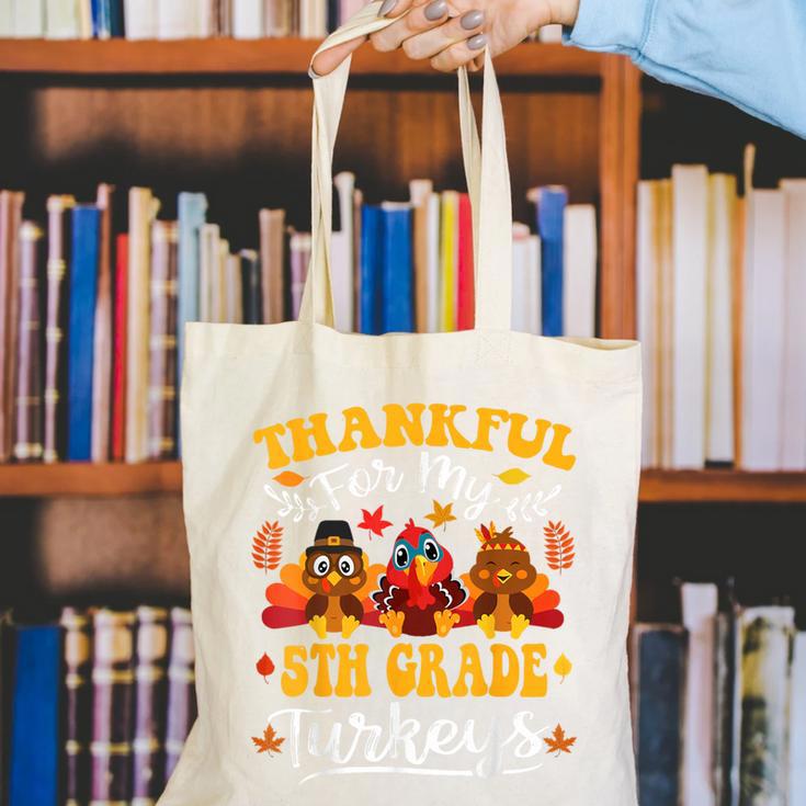 Thankful For My 5th Grade Turkeys Thanksgiving Teacher Fall Canvas Tote Bag, funny gift Thankful For My 5th Grade Turkeys Thanksgiving Teacher Fall Canvas Tote Bag, funny gift