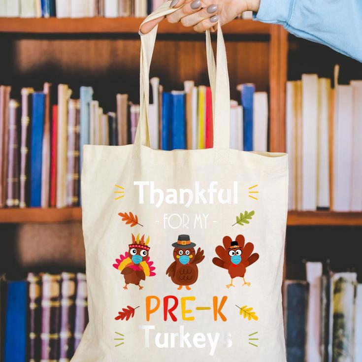 Thankful For My Prek Turkeys In Masks Thanksgiving Teacher For Men Women Canvas Tote Bag, funny gift Thankful For My Prek Turkeys In Masks Thanksgiving Teacher For Men Women Canvas Tote Bag, funny gift