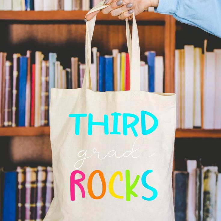 Third Grade Rocks Shirt Team 3rd Grade Teacher Canvas Tote Bag, funny gift Third Grade Rocks Shirt Team 3rd Grade Teacher Canvas Tote Bag, funny gift