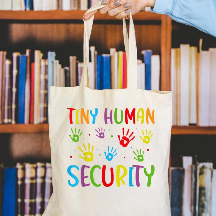 Tiny Human Security Preschool Childcare Teacher Babysitters Canvas Tote Bag, funny gift
