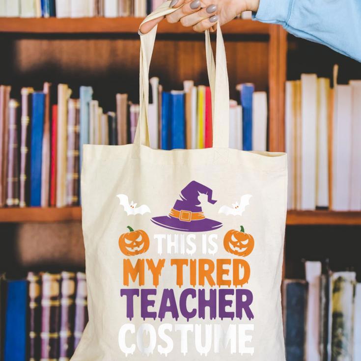 Tired Teacher Costume For Humor Halloween Canvas Tote Bag, funny gift Tired Teacher Costume For Humor Halloween Canvas Tote Bag, funny gift