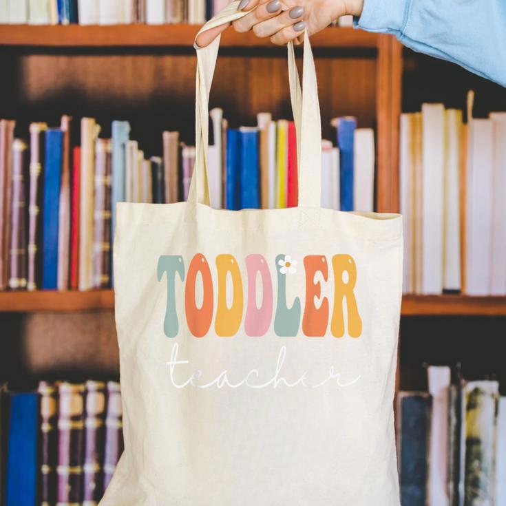 Toddler Teacher Retro Groovy Women Happy First Day Of School Canvas Tote Bag, Groovy Teacher Tote Bags, funny gift Toddler Teacher Retro Groovy Women Happy First Day Of School Canvas Tote Bag, Groovy Teacher Tote Bags, funny gift
