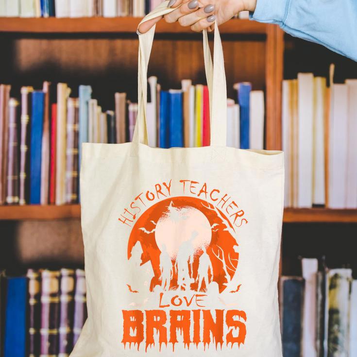 History Teachers Love Brains Halloween Teacher For Men Women Canvas Tote Bag, History Teacher Tote Bags, funny gift History Teachers Love Brains Halloween Teacher For Men Women Canvas Tote Bag, History Teacher Tote Bags, funny gift