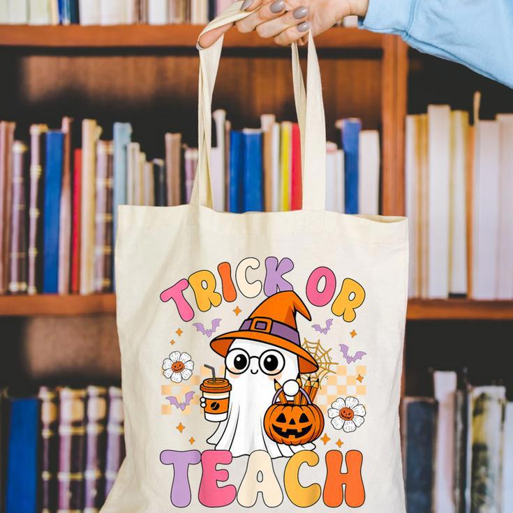 Trick Or Teach Cute Ghost Coffee Pumpkins Halloween Teacher Canvas Tote Bag, funny gift Trick Or Teach Cute Ghost Coffee Pumpkins Halloween Teacher Canvas Tote Bag, funny gift
