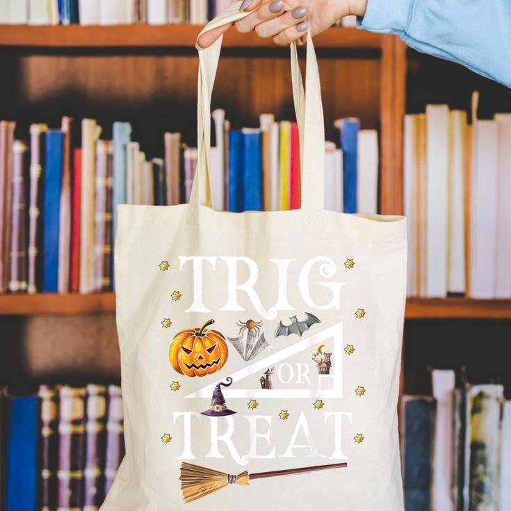 Trig Or Treat Shirt Halloween Math Teacher School College Men Women Kids Canvas Tote Bag, funny gift