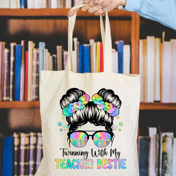 Twin Day Friends Teacher Twinning With My Bestie Canvas Tote Bag, funny gift Twin Day Friends Teacher Twinning With My Bestie Canvas Tote Bag, funny gift