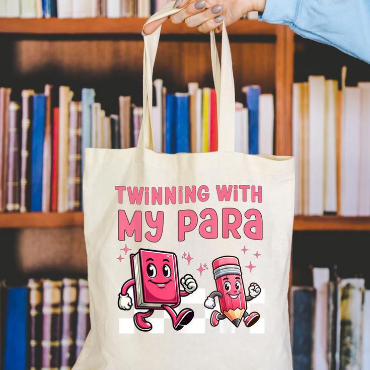 Twinning With My Para Teacher Matching Paraprofessional 70s For Men Women Canvas Tote Bag, funny gift Twinning With My Para Teacher Matching Paraprofessional 70s For Men Women Canvas Tote Bag, funny gift