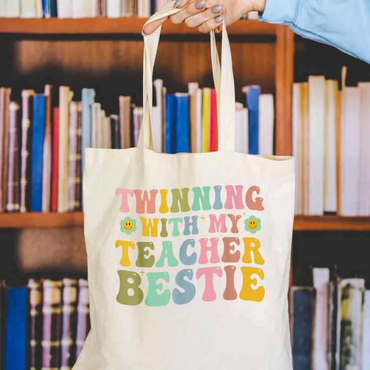 Twinning With My Teacher Bestie Twin Day Matching Teachers For Men Women Girls Kids Canvas Tote Bag, funny gift Twinning With My Teacher Bestie Twin Day Matching Teachers For Men Women Girls Kids Canvas Tote Bag, funny gift