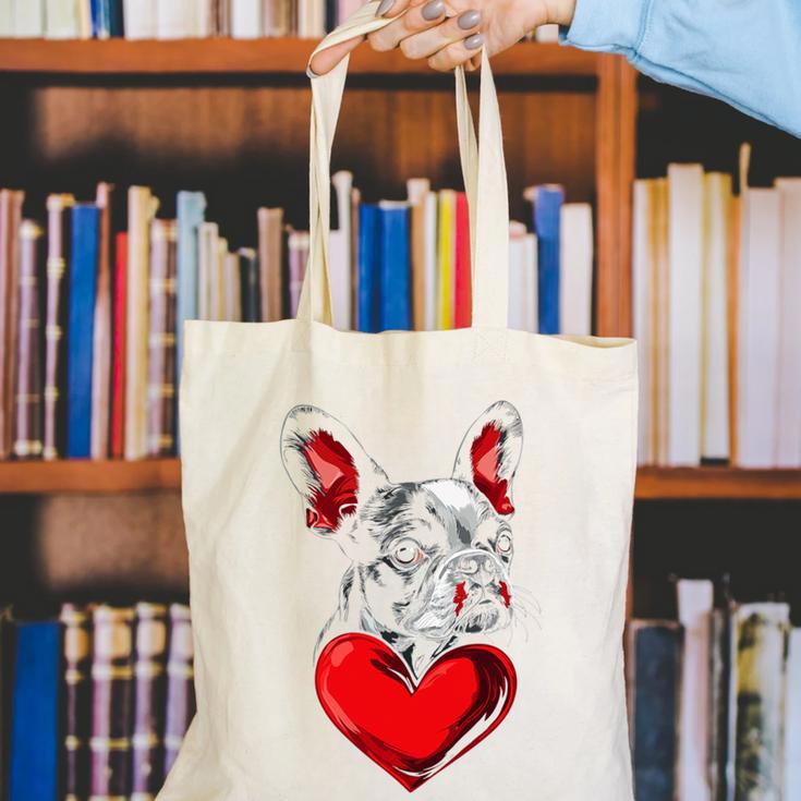 Valentine's Day Boston Terrier Dog Vector Canvas Tote Bag, funny gift
