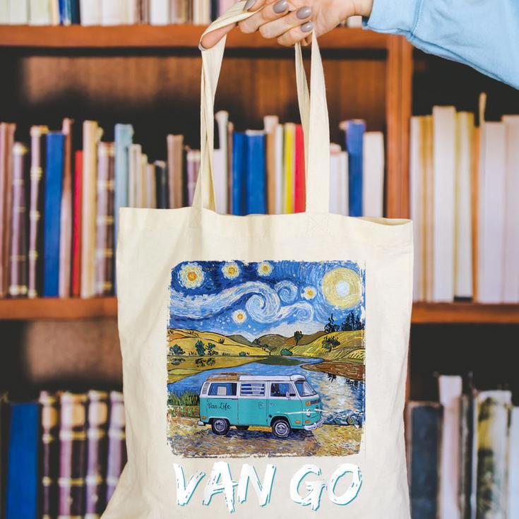 Van Go Retro Vanlife Art Teacher Canvas Tote Bag, funny gift Van Go Retro Vanlife Art Teacher Canvas Tote Bag, funny gift
