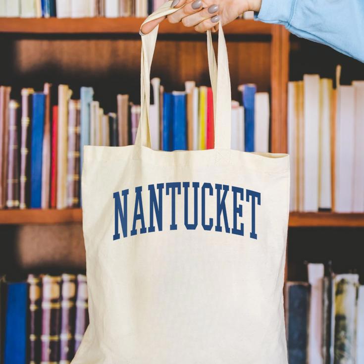 Varsity Grey Nantucket Canvas Tote Bag, funny gift
