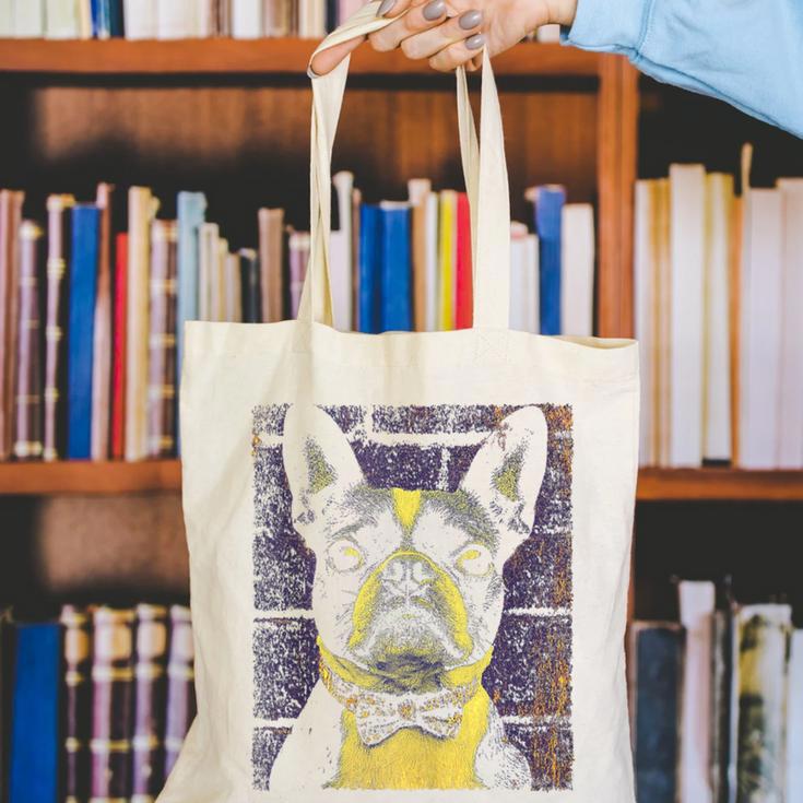 Vintage Boston Terrier Dog Canvas Tote Bag, funny gift