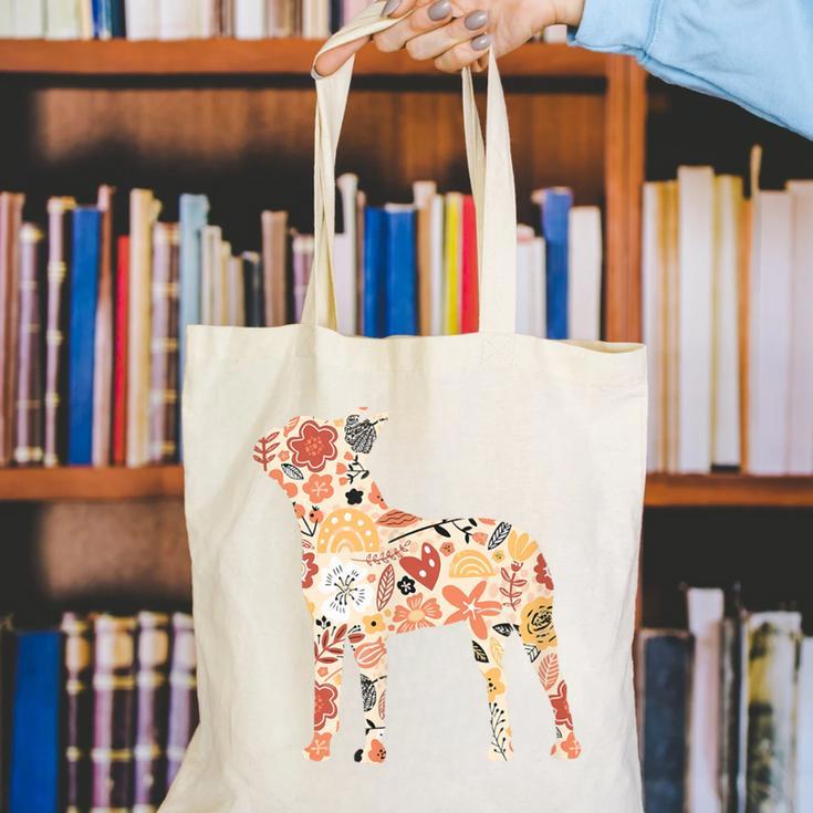 Vintage Floral Boston Terrier For Dog Lover Canvas Tote Bag, funny gift