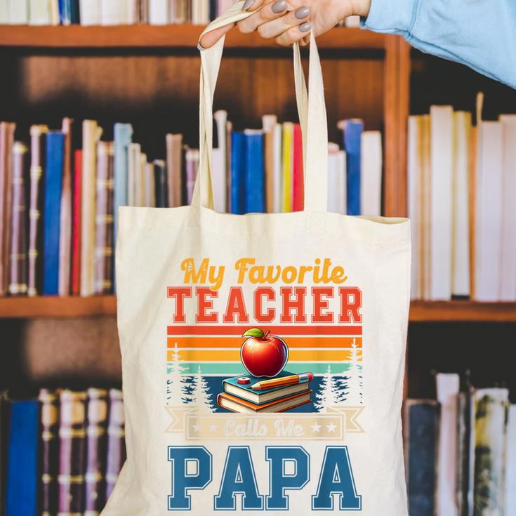 Vintage Retro My Favorite Teacher Calls Me Papa Father's Day Canvas Tote Bag, funny gift Vintage Retro My Favorite Teacher Calls Me Papa Father's Day Canvas Tote Bag, funny gift