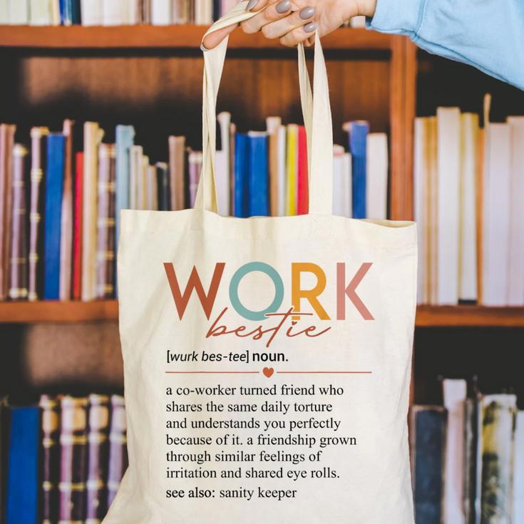Vintage Work Bestie Definition Teachers Nurses Boss Women Canvas Tote Bag, funny gift
