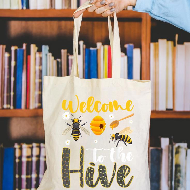 Welcome To The Hive Bee Teacher Back To School Canvas Tote Bag, funny gift