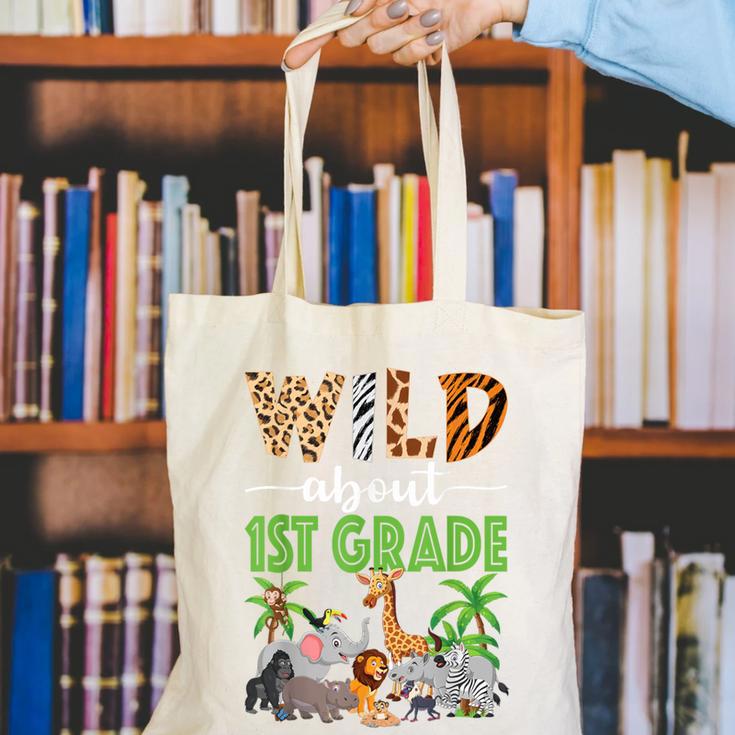 Wild About 1st Grade Teacher Student First Grade Zoo Safari Canvas Tote Bag, First Grade Teacher Tote Bags, funny gift Wild About 1st Grade Teacher Student First Grade Zoo Safari Canvas Tote Bag, First Grade Teacher Tote Bags, funny gift