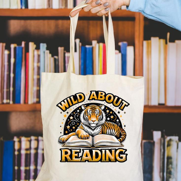 Wild About Reading Tiger For Teachers & Students Canvas Tote Bag, funny gift Wild About Reading Tiger For Teachers & Students Canvas Tote Bag, funny gift