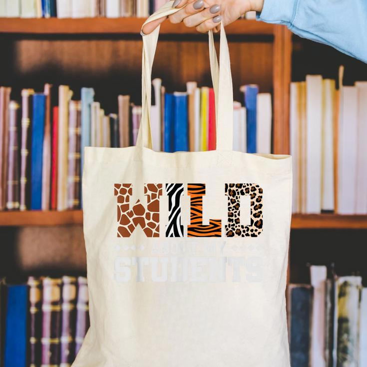 Wild About My Students Shirt Animals Teacher Canvas Tote Bag, funny gift