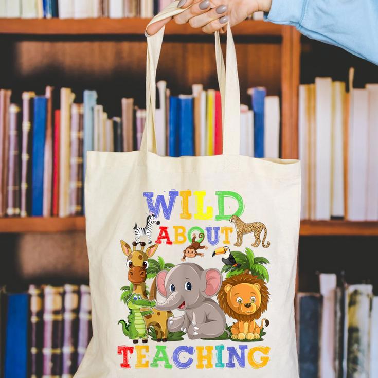 Wild About Teaching Safari Jungle School Teacher Canvas Tote Bag, funny gift Wild About Teaching Safari Jungle School Teacher Canvas Tote Bag, funny gift