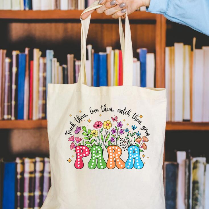 Wildflower Para Floral Paraprofessional Paraeducator Teacher Canvas Tote Bag, funny gift Wildflower Para Floral Paraprofessional Paraeducator Teacher Canvas Tote Bag, funny gift