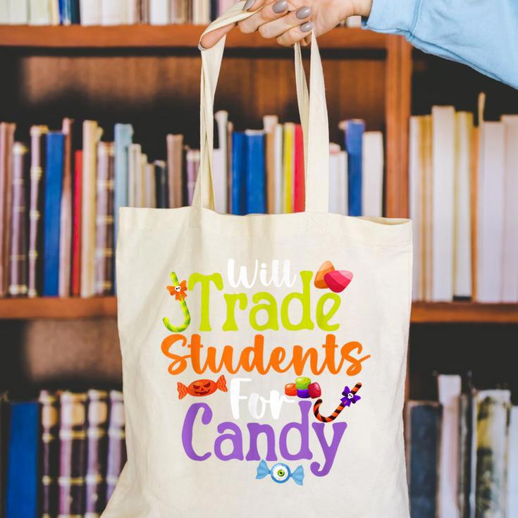 Will Trade Students For Candy Teacher Halloween Costume Canvas Tote Bag, funny gift
