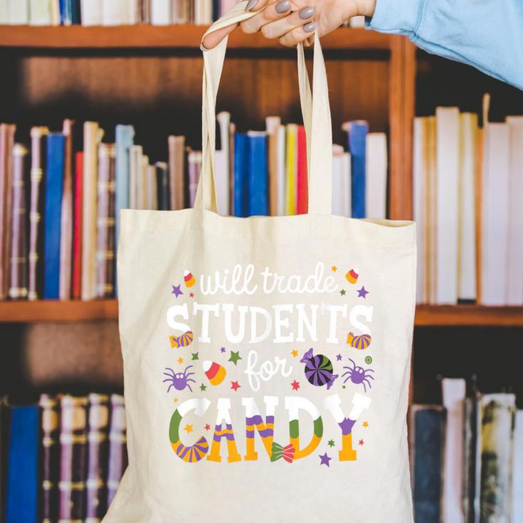Will Trade Students For Candy Teacher Halloween Costume Tee Canvas Tote Bag, funny gift Will Trade Students For Candy Teacher Halloween Costume Tee Canvas Tote Bag, funny gift