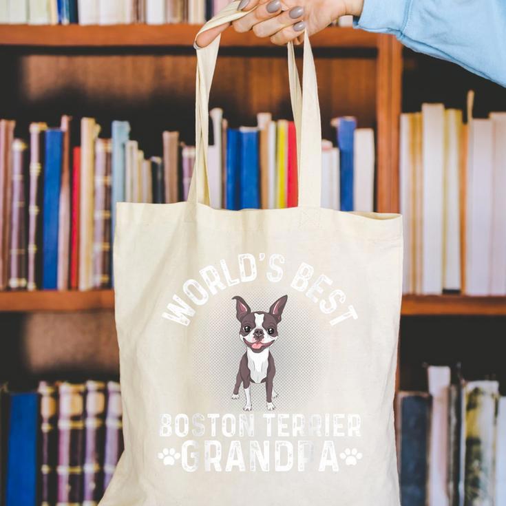 World's Best Boston Terrier Grandpa Dog Grandfather For Men Women Girls Kids Canvas Tote Bag, funny gift