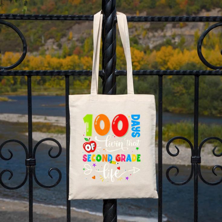 100 Days Of Living That 2nd Grade Life Boy Girl Teacher Canvas Tote Bag, 2nd Grade Teacher Gifts, funny design 100 Days Of Living That 2nd Grade Life Boy Girl Teacher Canvas Tote Bag, 2nd Grade Teacher Gifts, funny design