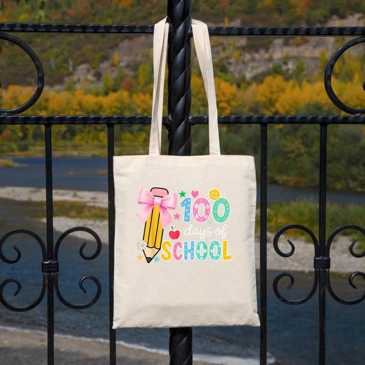 100 Days Of School Preppy 100th Day Of School Teachers Girls Canvas Tote Bag, funny design 100 Days Of School Preppy 100th Day Of School Teachers Girls Canvas Tote Bag, funny design