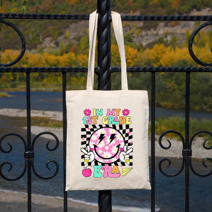 In My 1st Grade Era Smile Face Back To School Teacher Kid Canvas Tote Bag, funny design