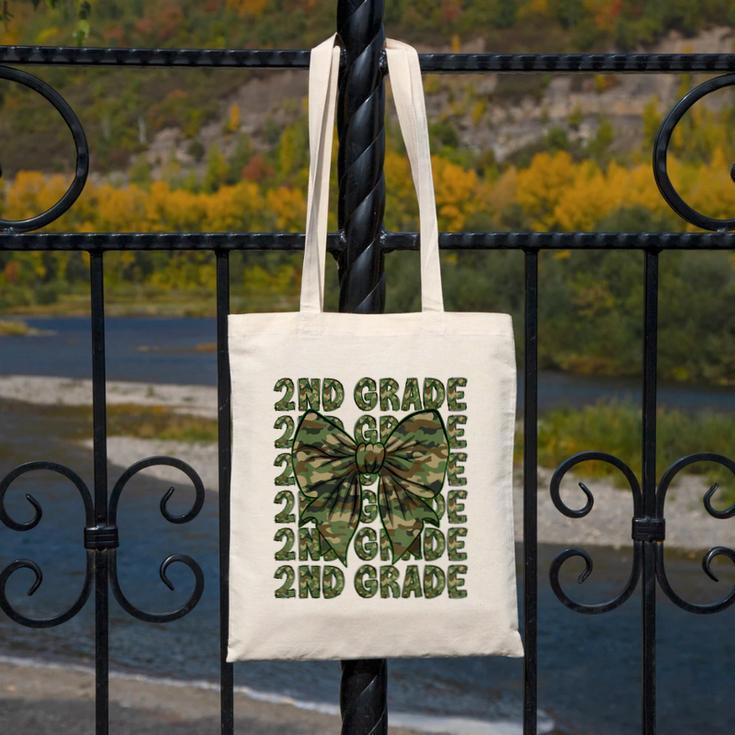 2nd Grade Teacher Student Camo Bow Back To School Canvas Tote Bag, 2nd Grade Teacher Gifts, funny design 2nd Grade Teacher Student Camo Bow Back To School Canvas Tote Bag, 2nd Grade Teacher Gifts, funny design