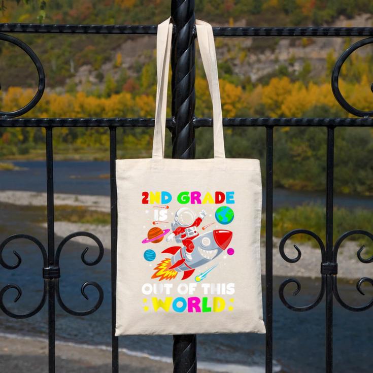 2nd Grade Is Out Of This World Space Rocket Planets Teacher Canvas Tote Bag, 2nd Grade Teacher Gifts, funny design