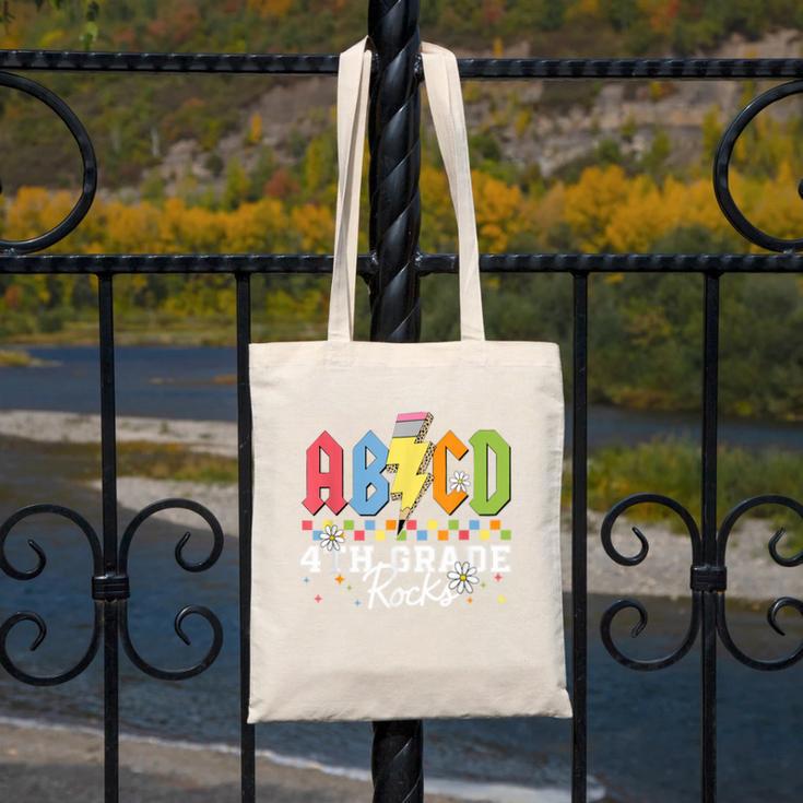 4th Grade Rocks ABCD Back To School Rock Teachers Canvas Tote Bag, funny design 4th Grade Rocks ABCD Back To School Rock Teachers Canvas Tote Bag, funny design