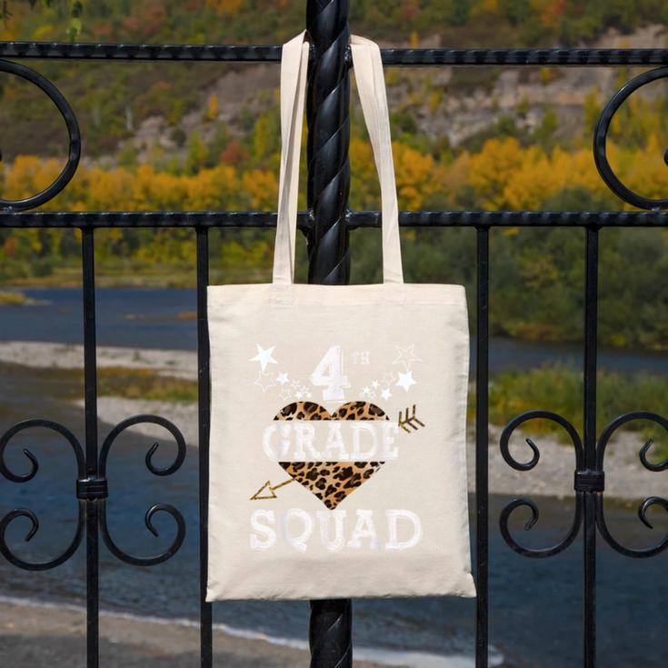 4th Grade Squad Star Team Leopard Teacher Crew Student Men Women Girls Kids Canvas Tote Bag, 4th Grade Teacher Gifts, funny design