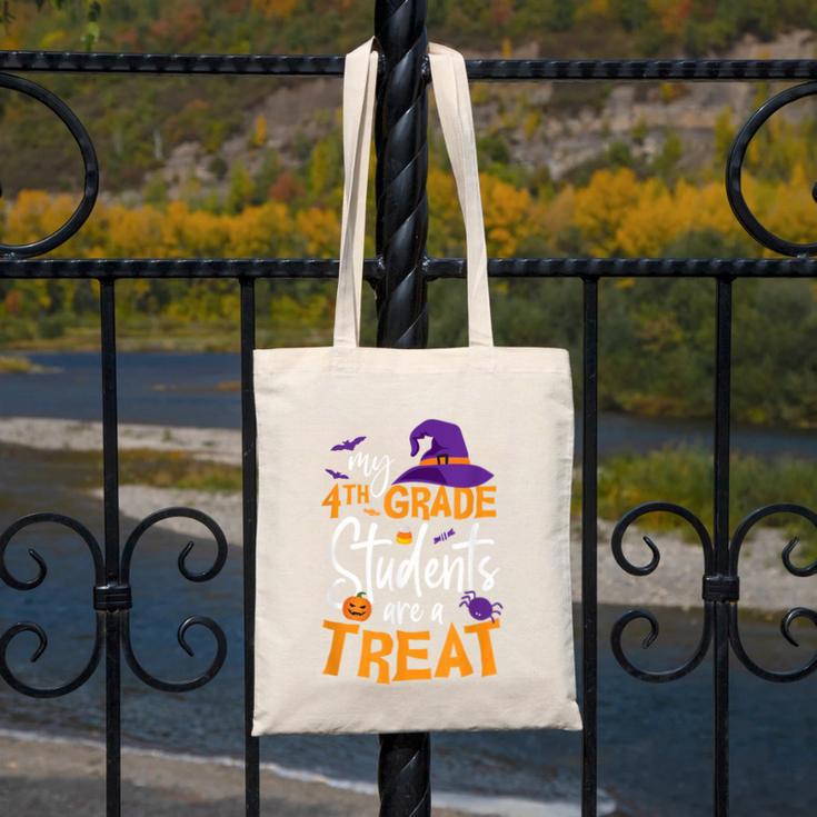 My 4th Grade Students Are a Treat Teacher Halloween Witch For Men Women Kids Canvas Tote Bag, 4th Grade Teacher Gifts, funny design