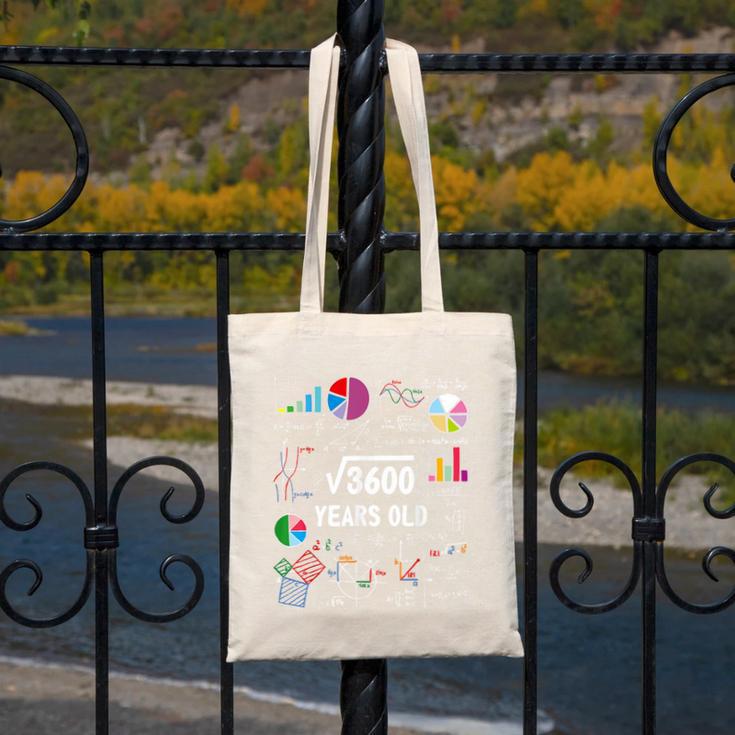60 Year Old Math Teacher Square Root Of 3600 60th Birthday Canvas Tote Bag, funny design
