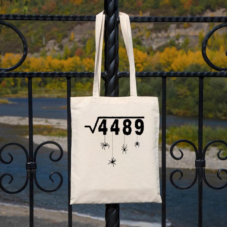 67 Meme Math Teacher 6 7 Halloween Spiders Square Root 4489 Canvas Tote Bag, funny design