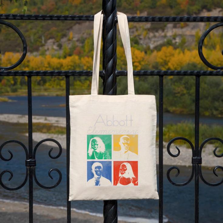 Abbott Elementary Colorful Pop Art Teachers TV Show Canvas Tote Bag, funny design