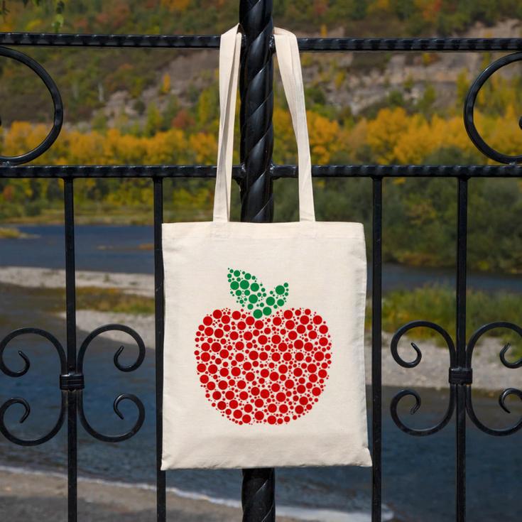 Apple Dot Pattern Art Teacher Appreciation Men Women Humor Canvas Tote Bag, funny design Apple Dot Pattern Art Teacher Appreciation Men Women Humor Canvas Tote Bag, funny design