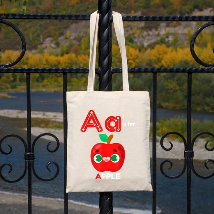 A Is For Apple Pre-K Kindergarten Teacher Student Canvas Tote Bag, funny design A Is For Apple Pre-K Kindergarten Teacher Student Canvas Tote Bag, funny design