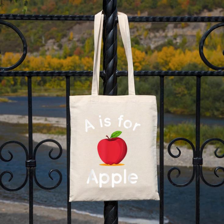 A Is For Apple Toddler Kindergarten Preschool Teacher Canvas Tote Bag, funny design A Is For Apple Toddler Kindergarten Preschool Teacher Canvas Tote Bag, funny design