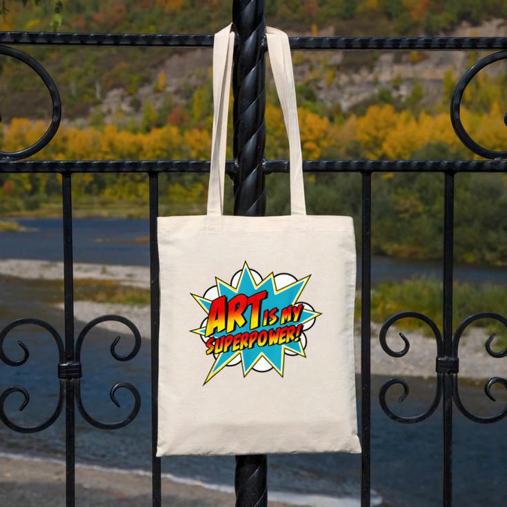 Art Is My Superpower Comic Artist Art Teacher Superhero Canvas Tote Bag, funny design Art Is My Superpower Comic Artist Art Teacher Superhero Canvas Tote Bag, funny design
