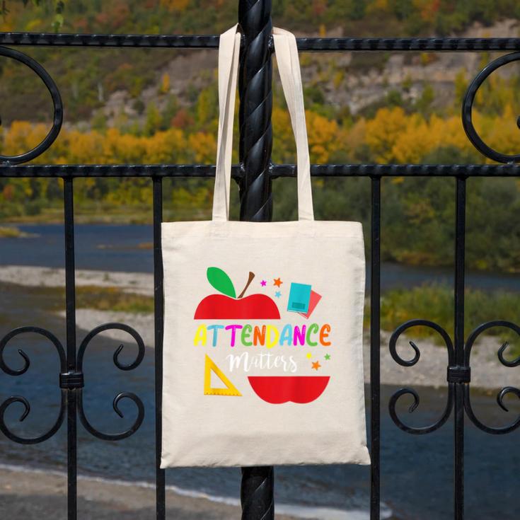 Attendance Matters Teacher Apple For Back To School Canvas Tote Bag, funny design Attendance Matters Teacher Apple For Back To School Canvas Tote Bag, funny design