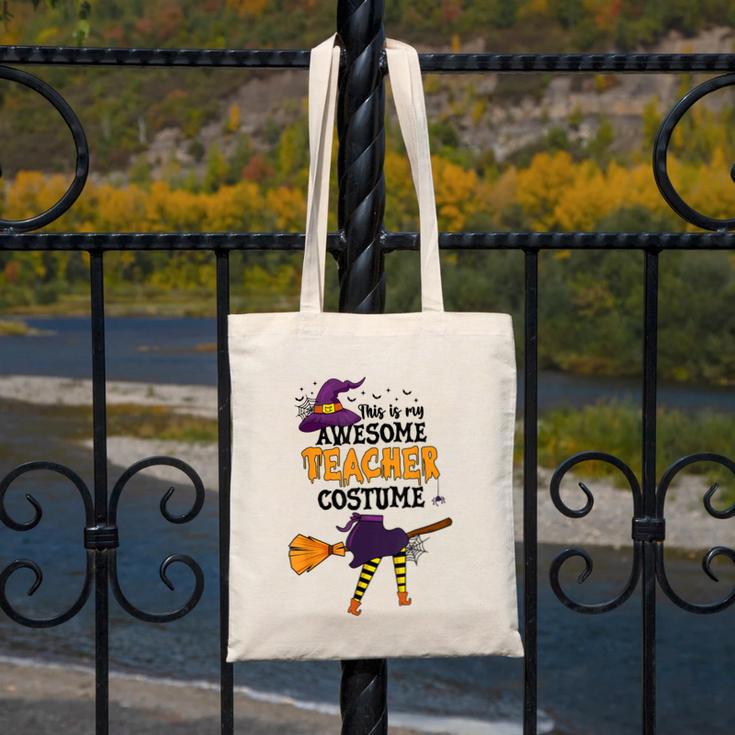 This Is My Awesome Teacher Costume Halloween Witch Canvas Tote Bag, funny design This Is My Awesome Teacher Costume Halloween Witch Canvas Tote Bag, funny design