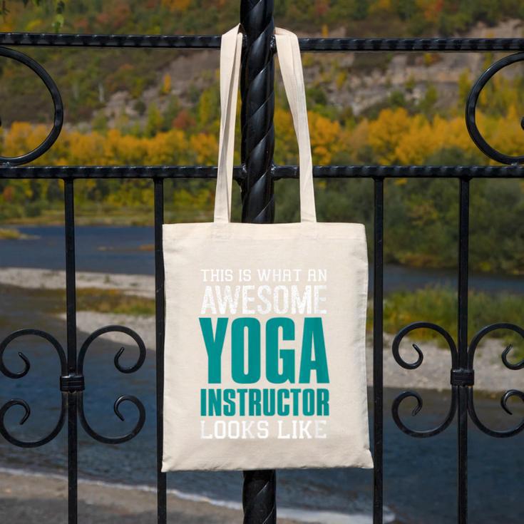 This Is What An Awesome Yoga Instructor Yoga Teacher Canvas Tote Bag, funny design