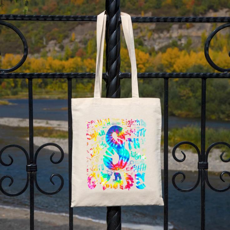 Back To School Eighth 8th Grade Tie Dye Typography Teacher Canvas Tote Bag, funny design Back To School Eighth 8th Grade Tie Dye Typography Teacher Canvas Tote Bag, funny design
