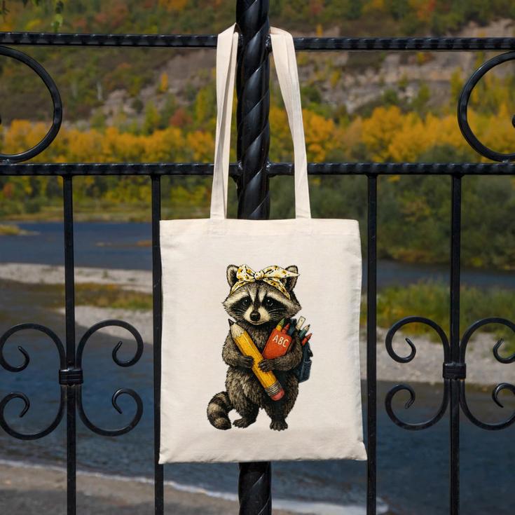 Back To School Raccoon Teachers Student Kids Canvas Tote Bag, funny design Back To School Raccoon Teachers Student Kids Canvas Tote Bag, funny design
